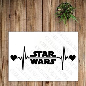 *2 for $20* Stars Wars Heartbeat Line vinyl decal Sticker Handcrafted